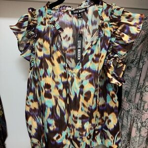 Steve Madden Multicolor Ruffle Blouse
